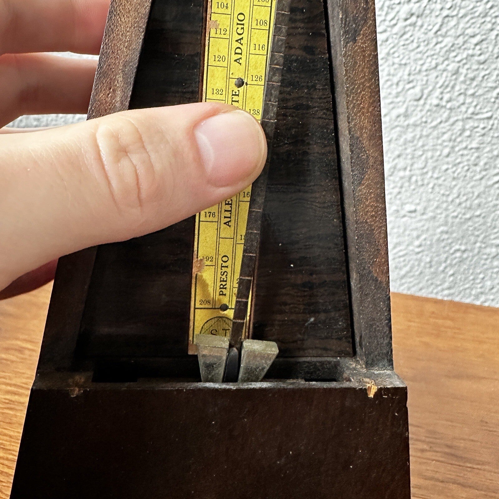 Hollande Angleterre Improved Maelzel Metronome Windup Wood Vtg Antique Paris