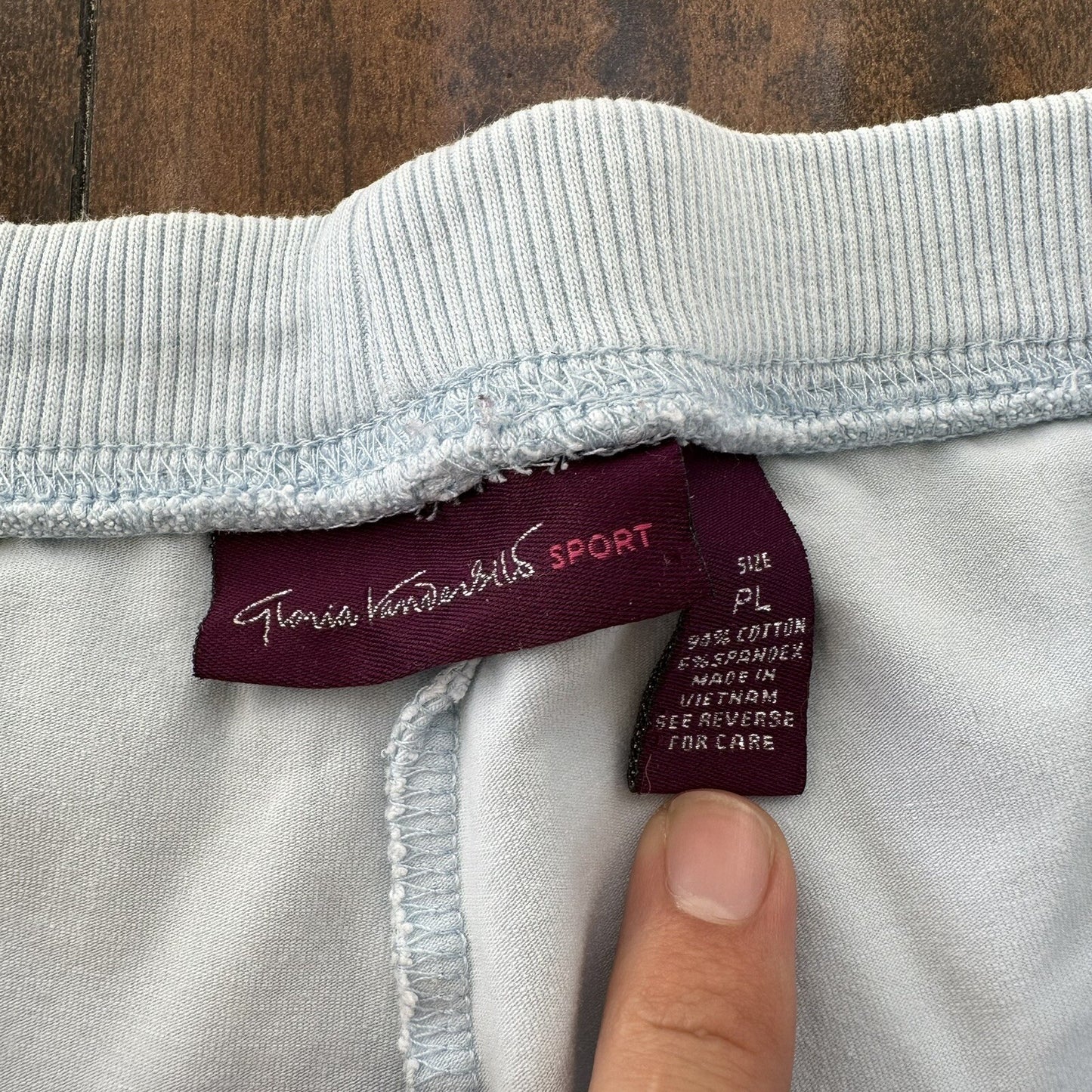 Gloria Vanderbilt Sport Pants Womens PL Blue Sweatpants Cotton Caro Pocket Capri