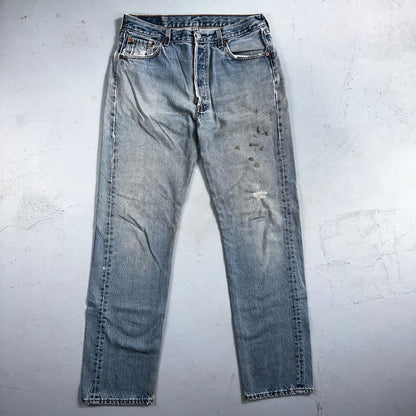 Levis 501 Vintage 90s USA XX Straight Leg Jeans 34x34 Blue Light Wash Act 31x32