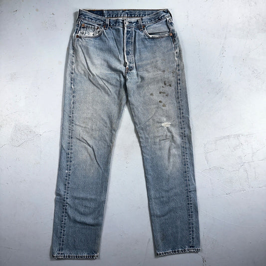 Levis 501 Vintage 90s USA XX Straight Leg Jeans 34x34 Blue Light Wash Act 31x32