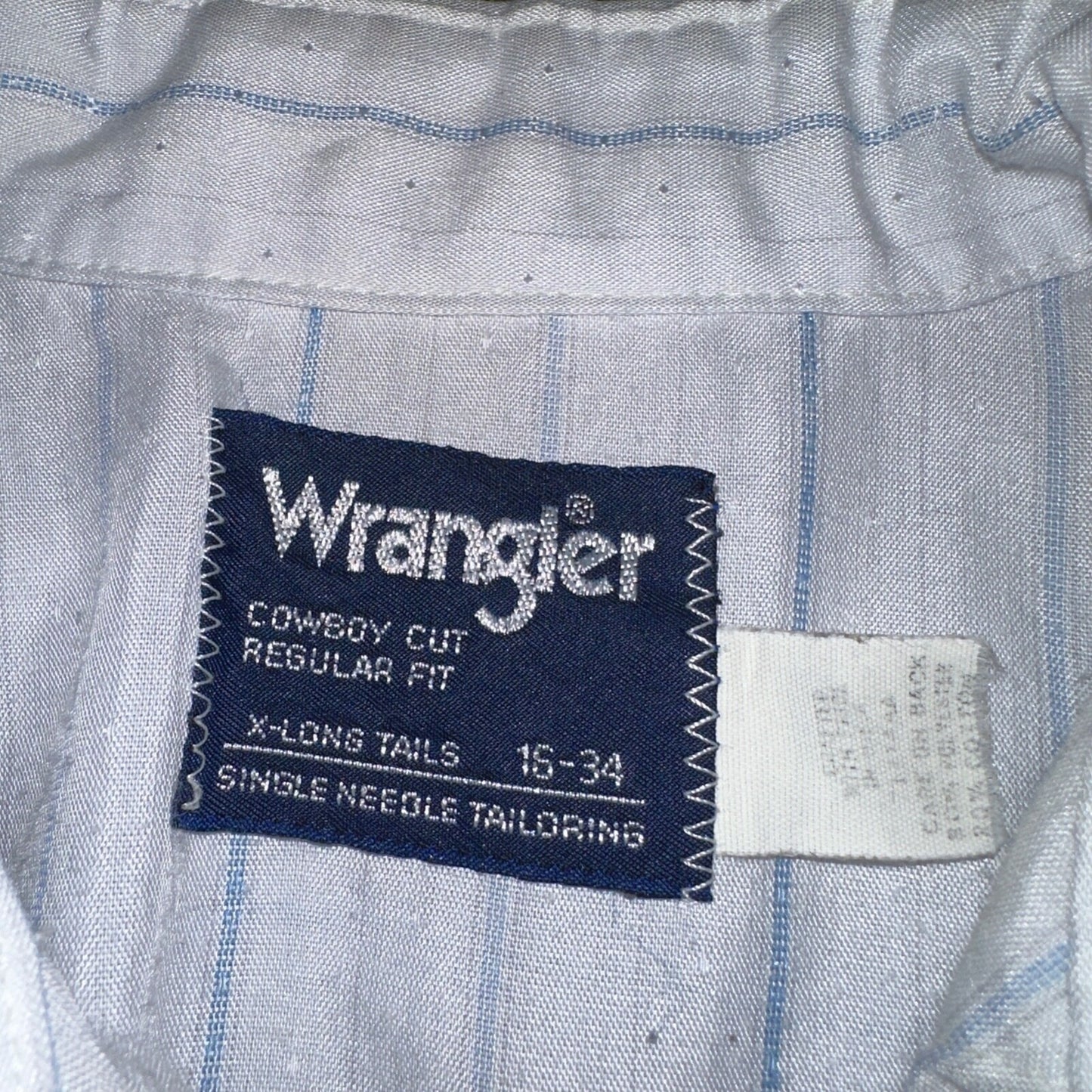VTG Wrangler Shirt 16-34 Button PEARL SNAP USA Cowboy Cut X-Long Tail Stripe