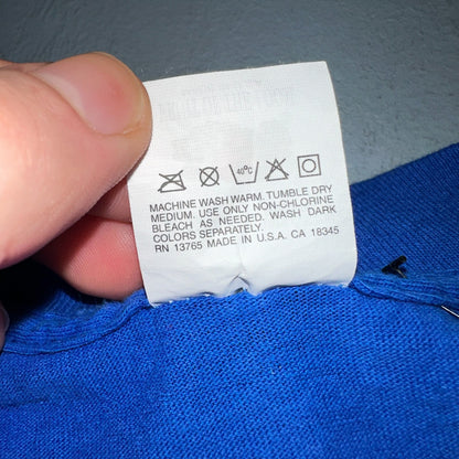 FOTL Blank 90s VTG T Shirt USA Pocket Blue Basic Simple Single Stitch Selvedge