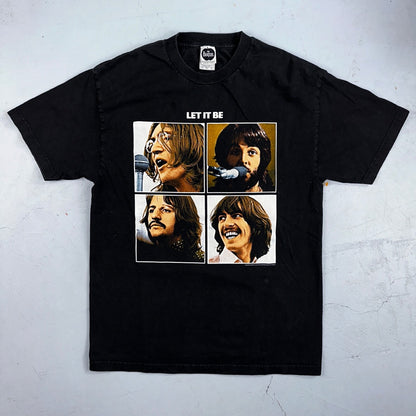 The Beatles Let it Be Official 2005 VTG T Shirt Y2K Black Album Cover 1969 Lenno