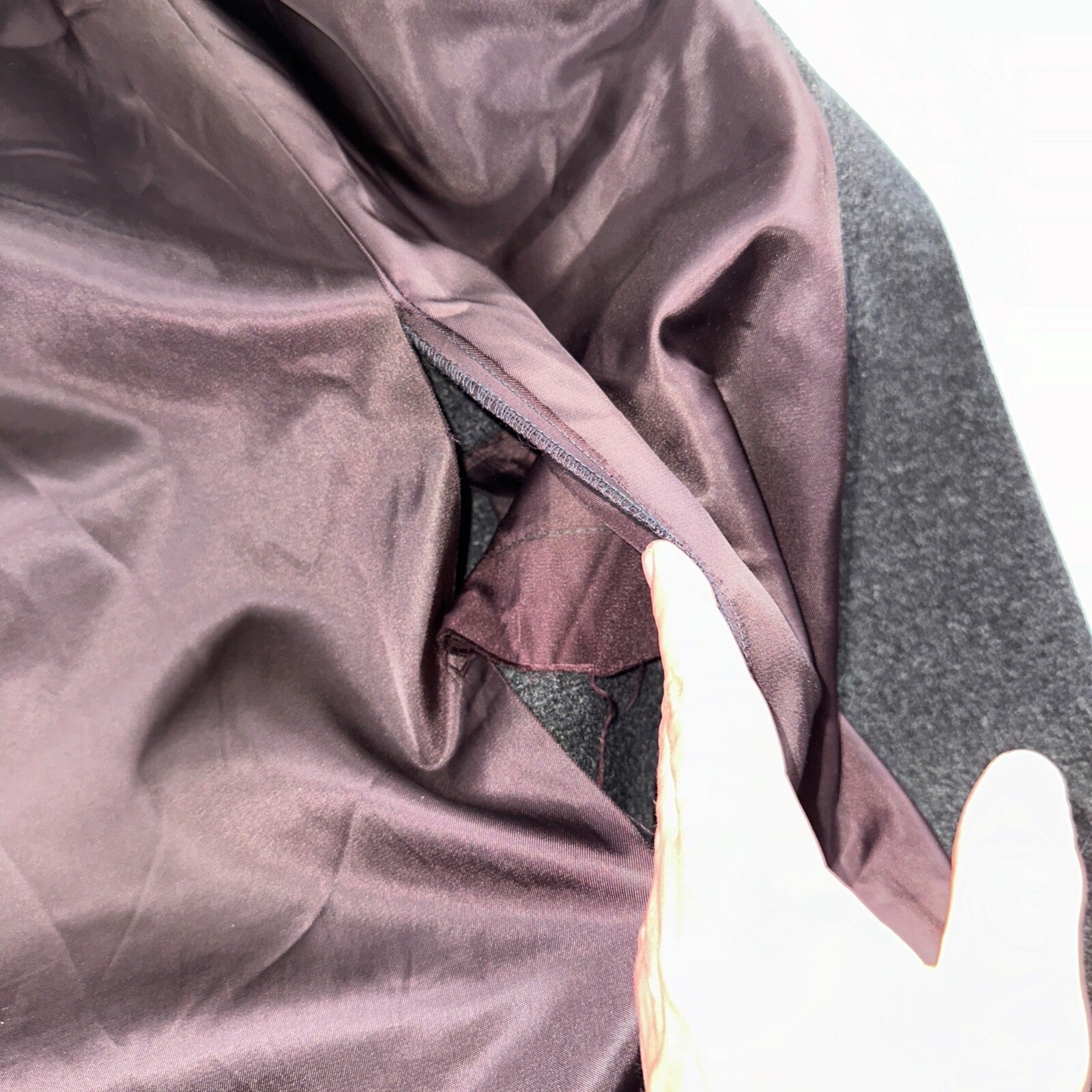 VTG Pavilion Petite Gray Coat  Womens  Double Breasted Long Trench Overcoat Sz L