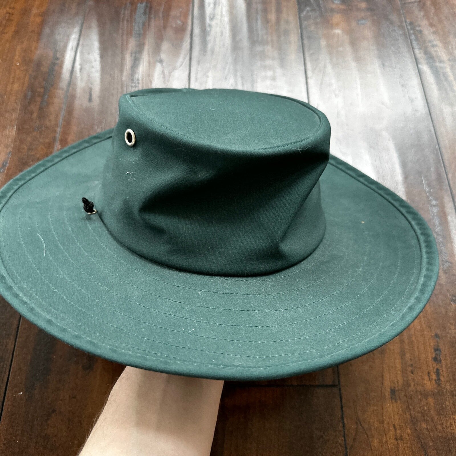 Vintage Summer Club Wide Brim Hat Australia Chin Strap Beach Sun Boho Green Hike