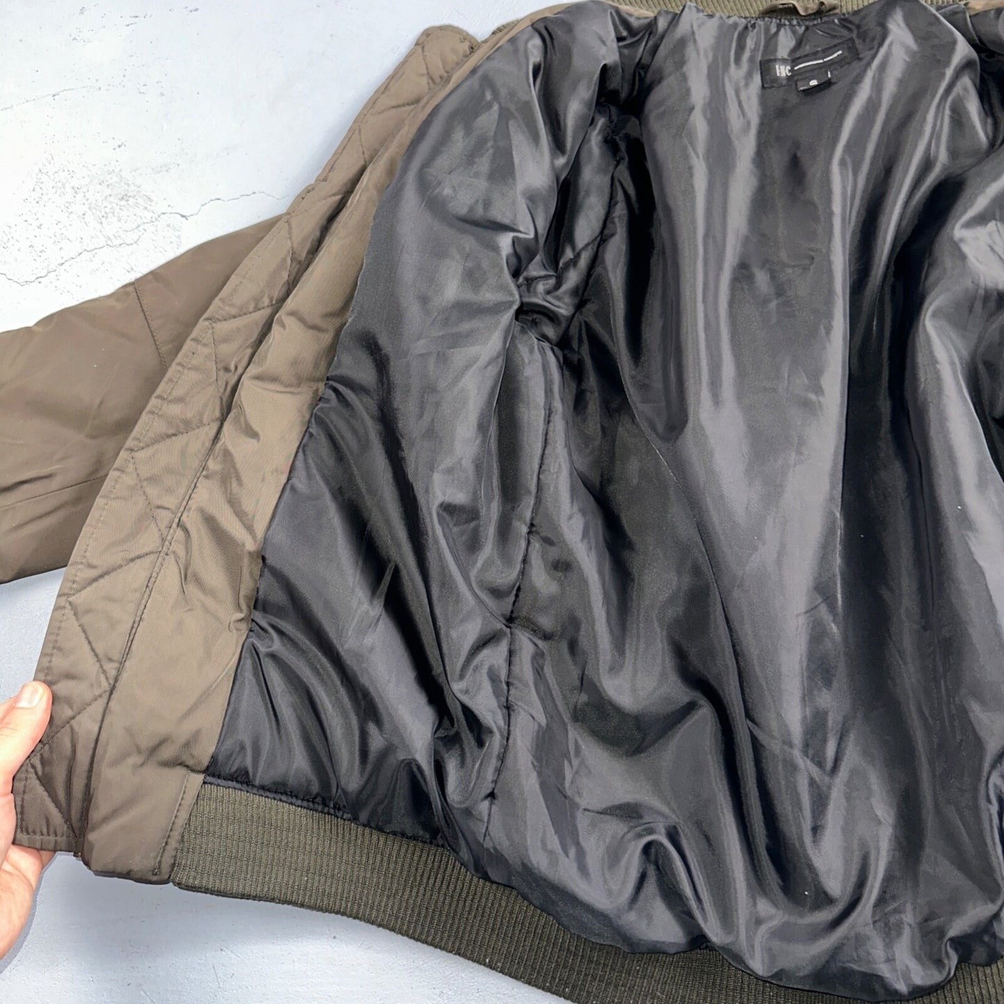 INC International Concepts Brown Bomber Jacket Mens S Full Zip Metallic