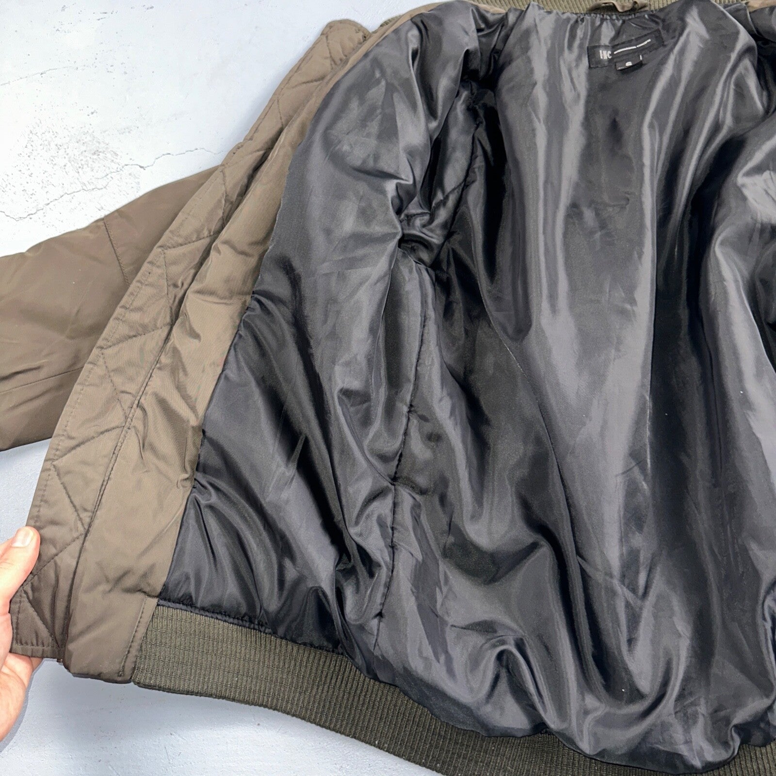 INC International Concepts Brown Bomber Jacket Mens S Full Zip Metallic