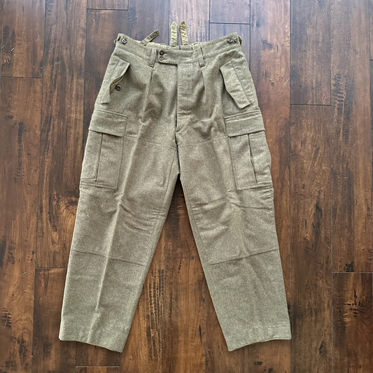 Vintage Sportra Arnstorf German Military Wool 60s 1960s Cargo p WWII Pants 33x28