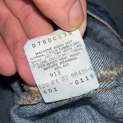 Levis 501 Vintage 90s USA XX Straight Leg Jeans Blue Med Wash 40x30 Act 38x30