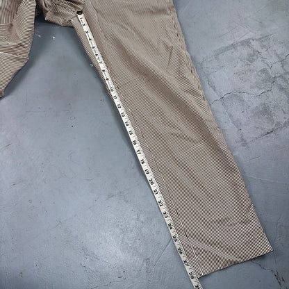 GRACE Brown & White Striped Casual Pants Cropped Size 4 Y2K VTG Cotton Nylon