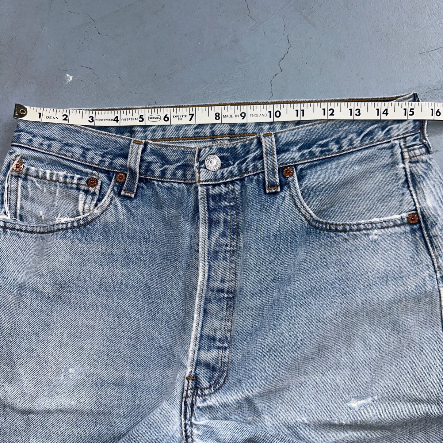 Levis 501 Vintage 90s USA XX Straight Leg Jeans Blue Light Wash 34x34 Act 31x33