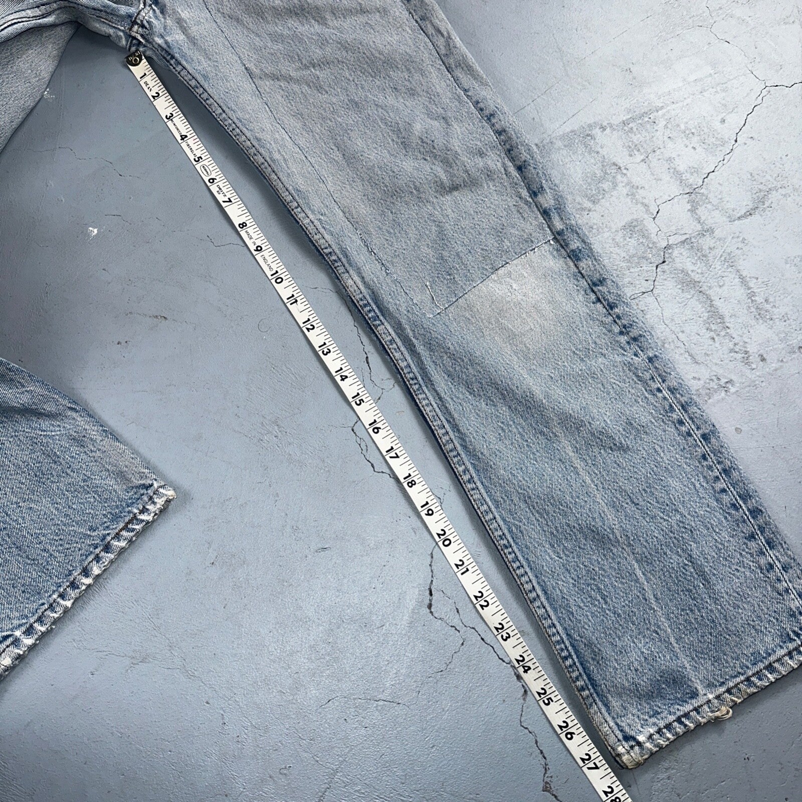 Levis 501 Vintage 80s USA XX Straight Leg Jeans Blue Light Wash Thrash Act 27x28