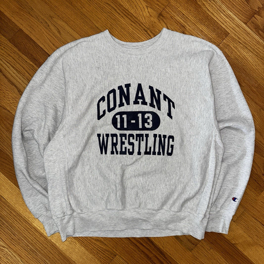 Champion Reverse Weave Vintage Wrestling Conant Sweatshirt L Y2K Gray Crewneck