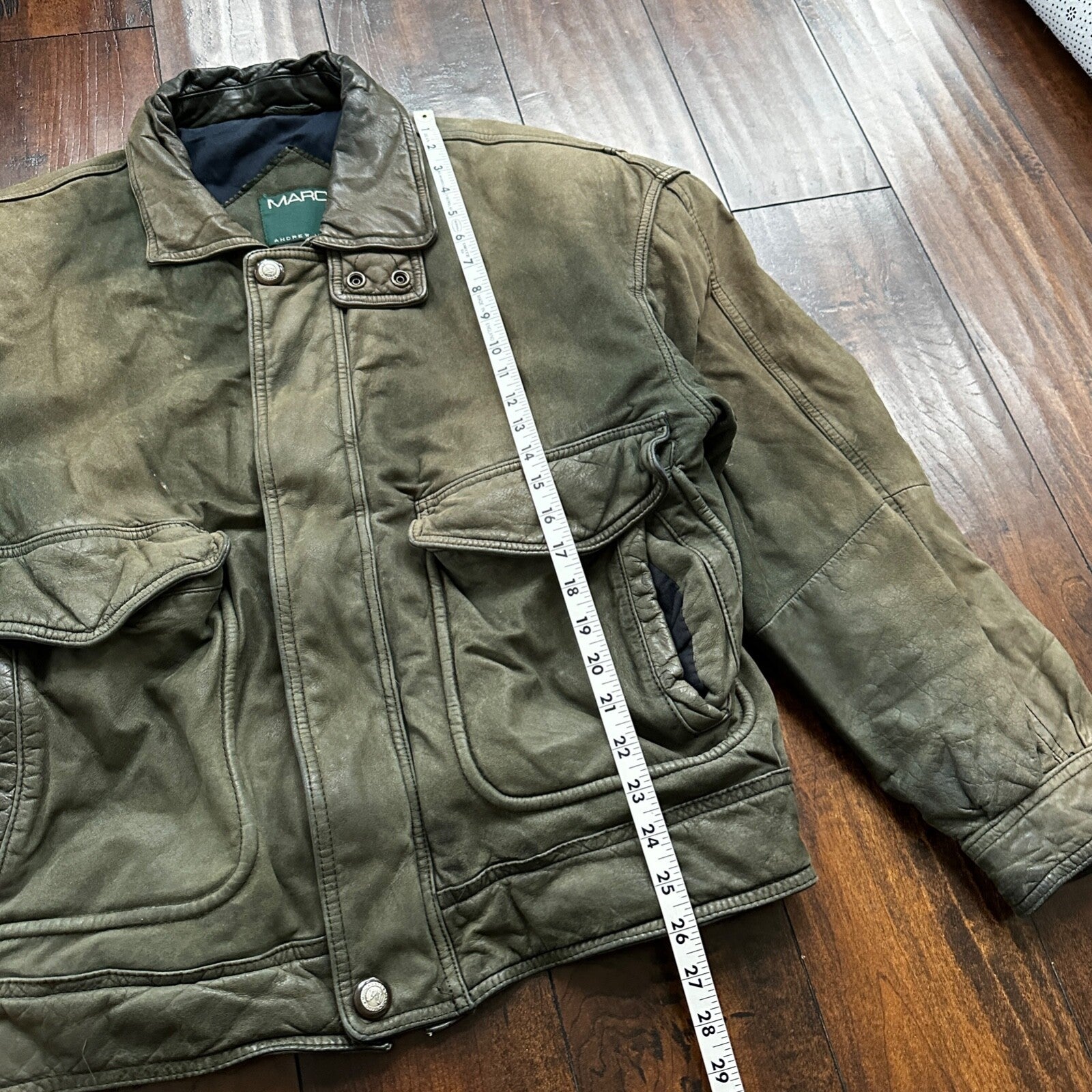 Andrew Marc NEW YORK Mens Suede Leather Coat Jacket Boxy Vintage Y2K 90s A2