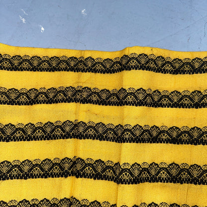 Vintage Marlies Handwebe Tyrol Skirt Yellow Wool Black Lace Trim Austria 50s