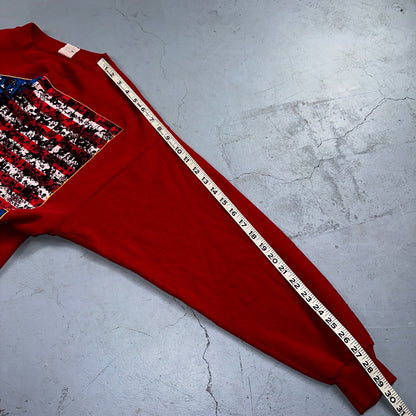 We The People USA VTG 90s Rap Crewneck Sweatshirt Red American Flag Patriotic