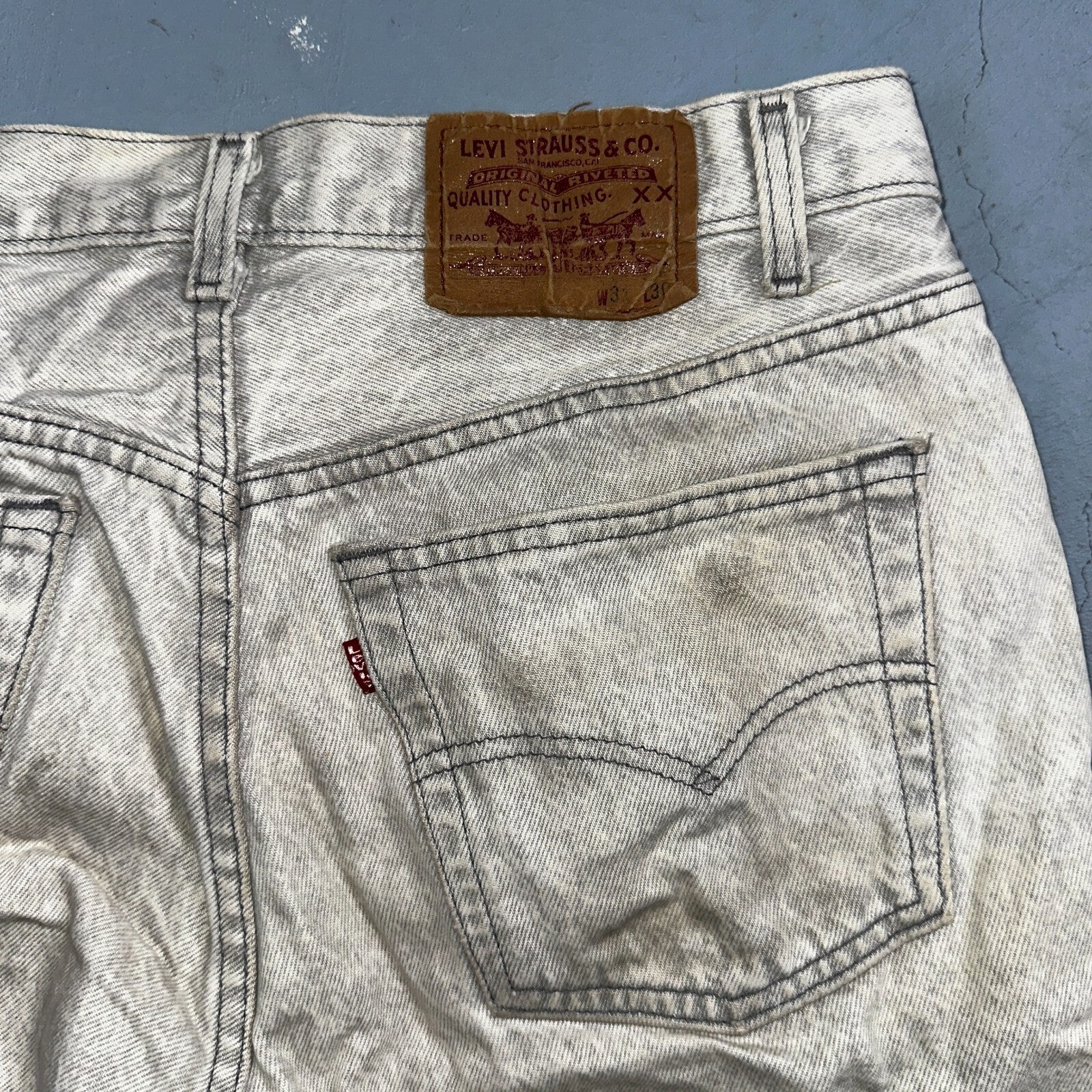 Levis 501 Vintage 90s USA XX Straight Leg Jeans 31x30 Gray Light Wash Act 31x29