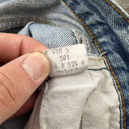 Levis Vintage 80s Redline Selvedge USA 501 Light Wash Jeans 70s 31x36 Act 28x31
