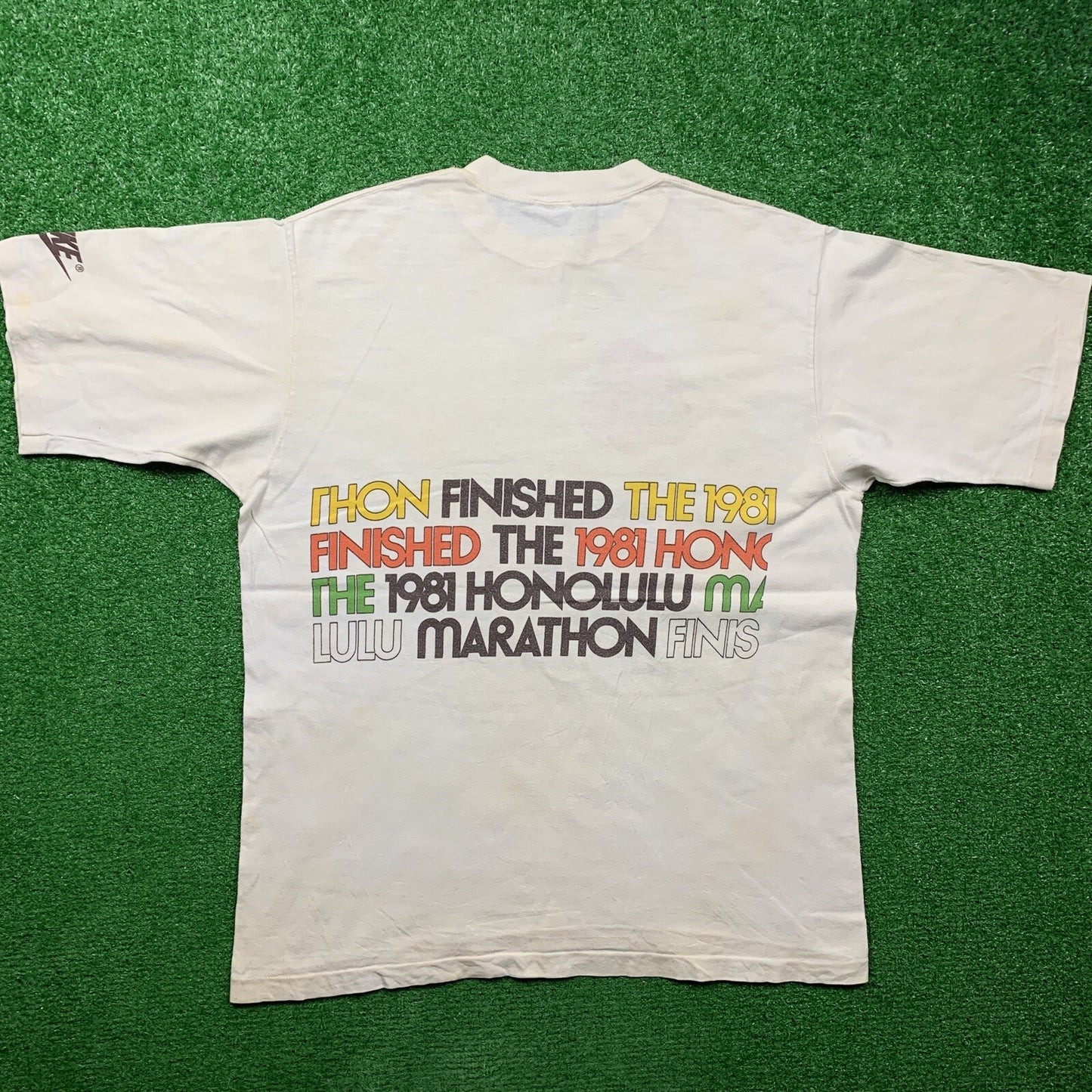 Vintage Nike T Shirt USA Rare Jordan 1981 Finisher Honolulu 80s Japan Geisha