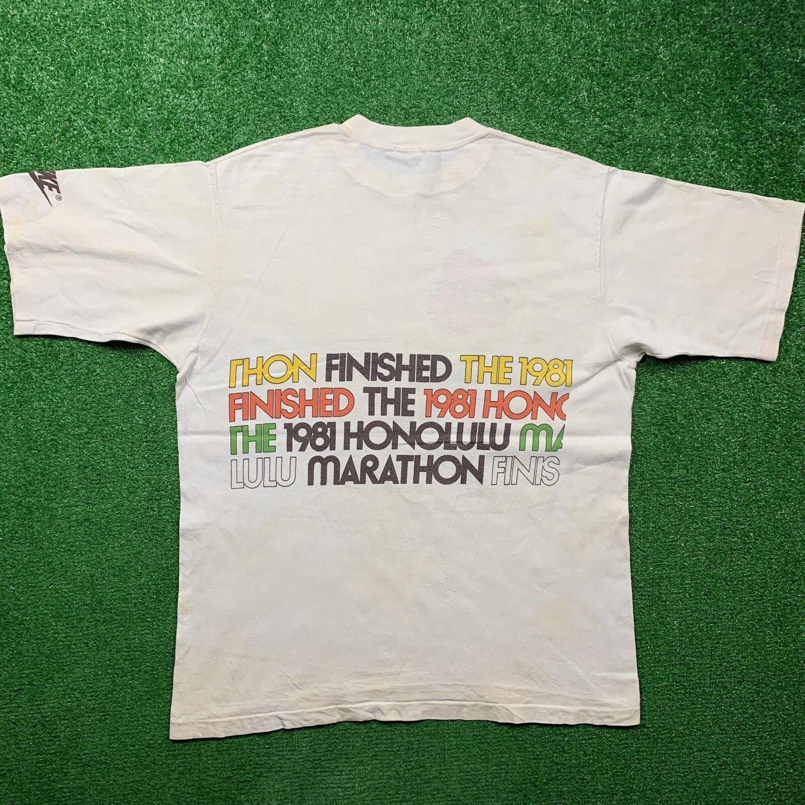 Vintage Nike T Shirt USA Rare Jordan 1981 Finisher Honolulu 80s Japan Geisha