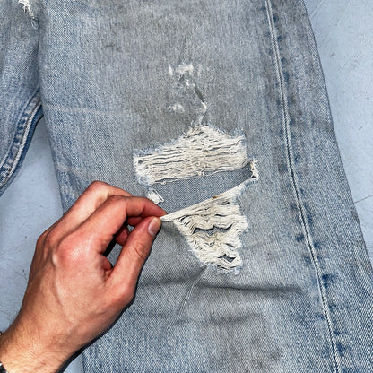 Levis 501 Vintage 90s USA XX Straight Leg Jeans Blue Thrashed 34x34 Act 33x32