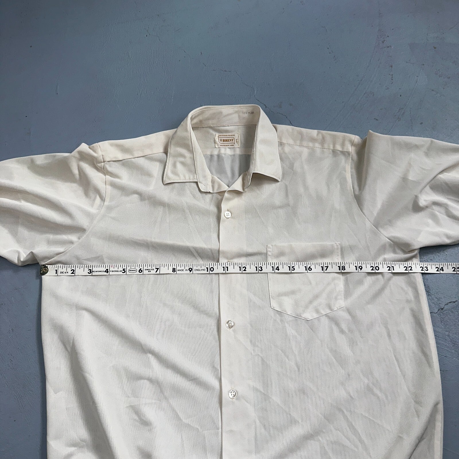 Vintage 60s Brent Shirt Tetoron Polyester Atomic Rockabilly Men 1960s Plain