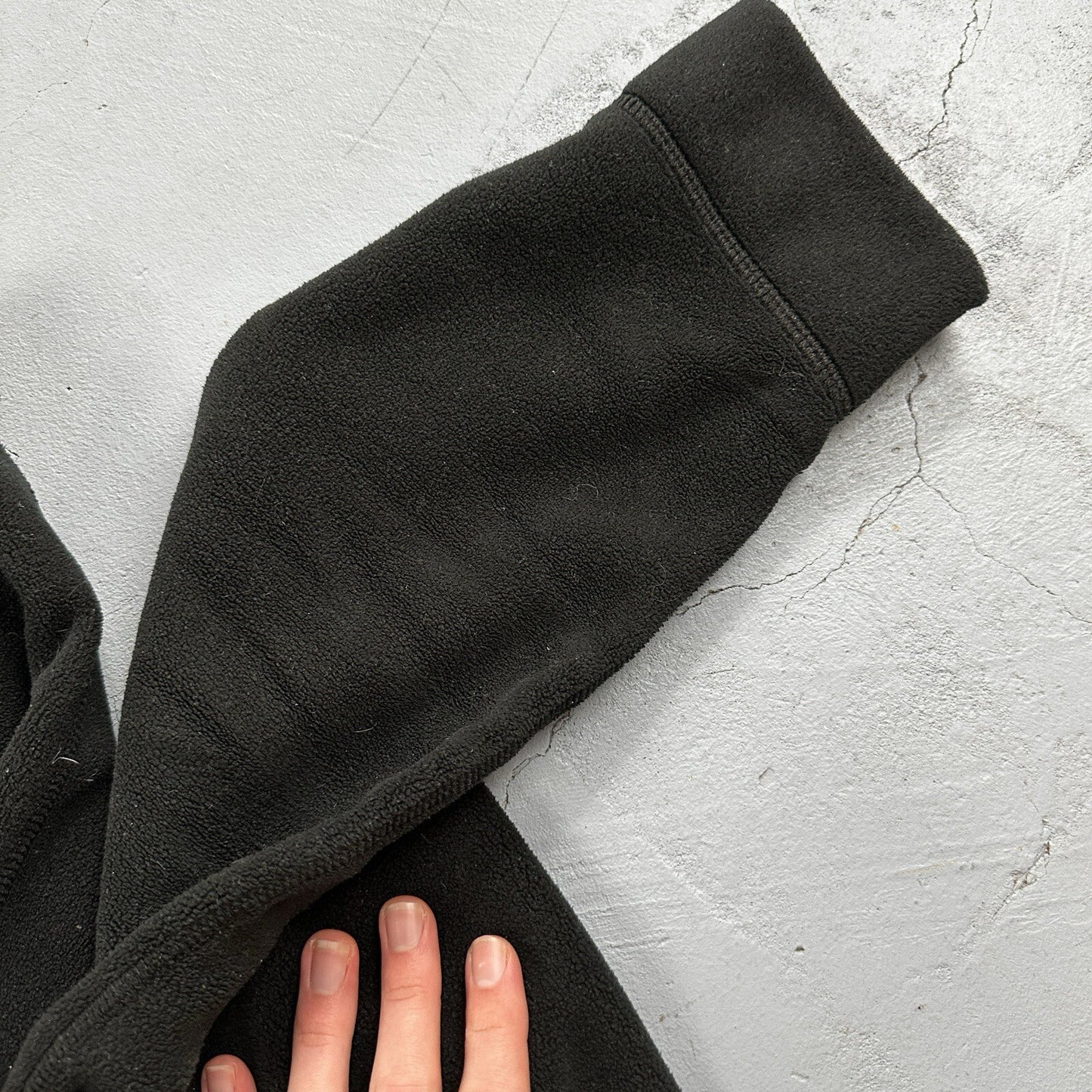 Polo Ralph Lauren Vintage 90s M Black 1/4 Zip Large Fleece Pullover Made in USA