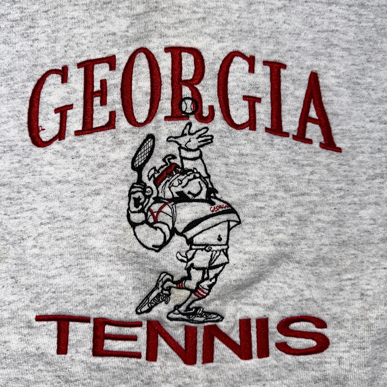 Georgia Tennis Bulldogs Sweatshirt Mens XL Lee Gray Red Pullover Cotton 90s USA