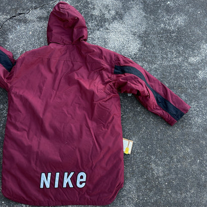 VTG 90s Nike Team Sports Logo Spellout Coat Jacket Parka Men’s M 1990s Red