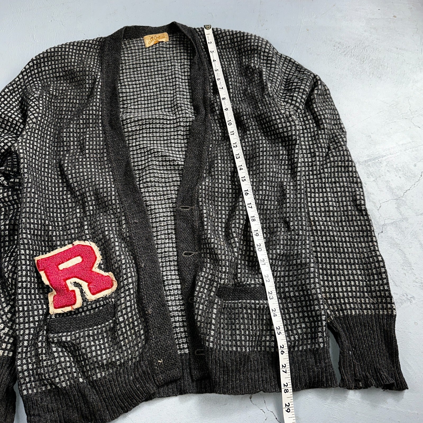 VTG Jantzen Textured Cardigan Adult XL Sweater 1950s Rockabilly No Buttons R