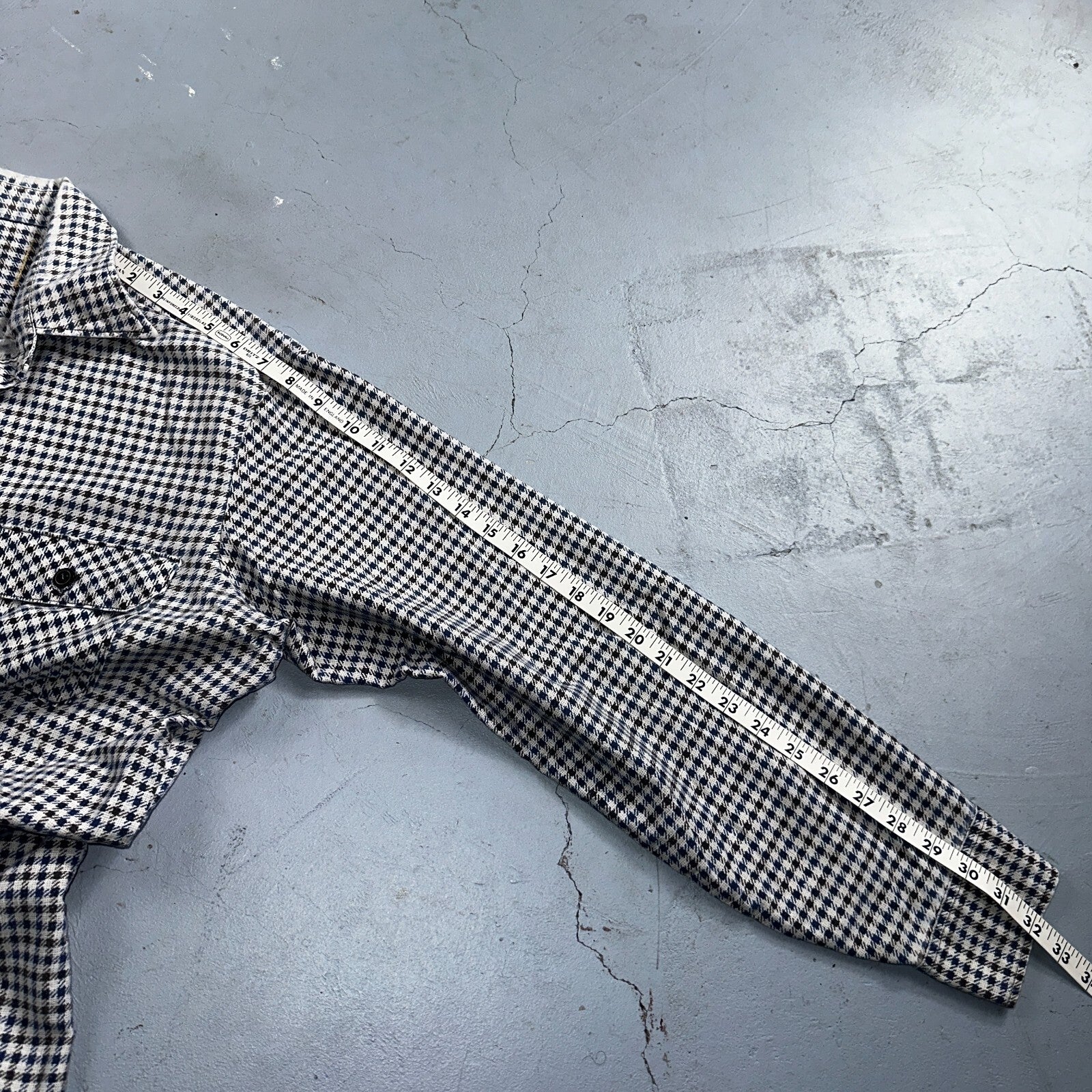 1970s Plaid Long Sleeve Striped Button Down Shirt 60s 70s Rockabilly Checker