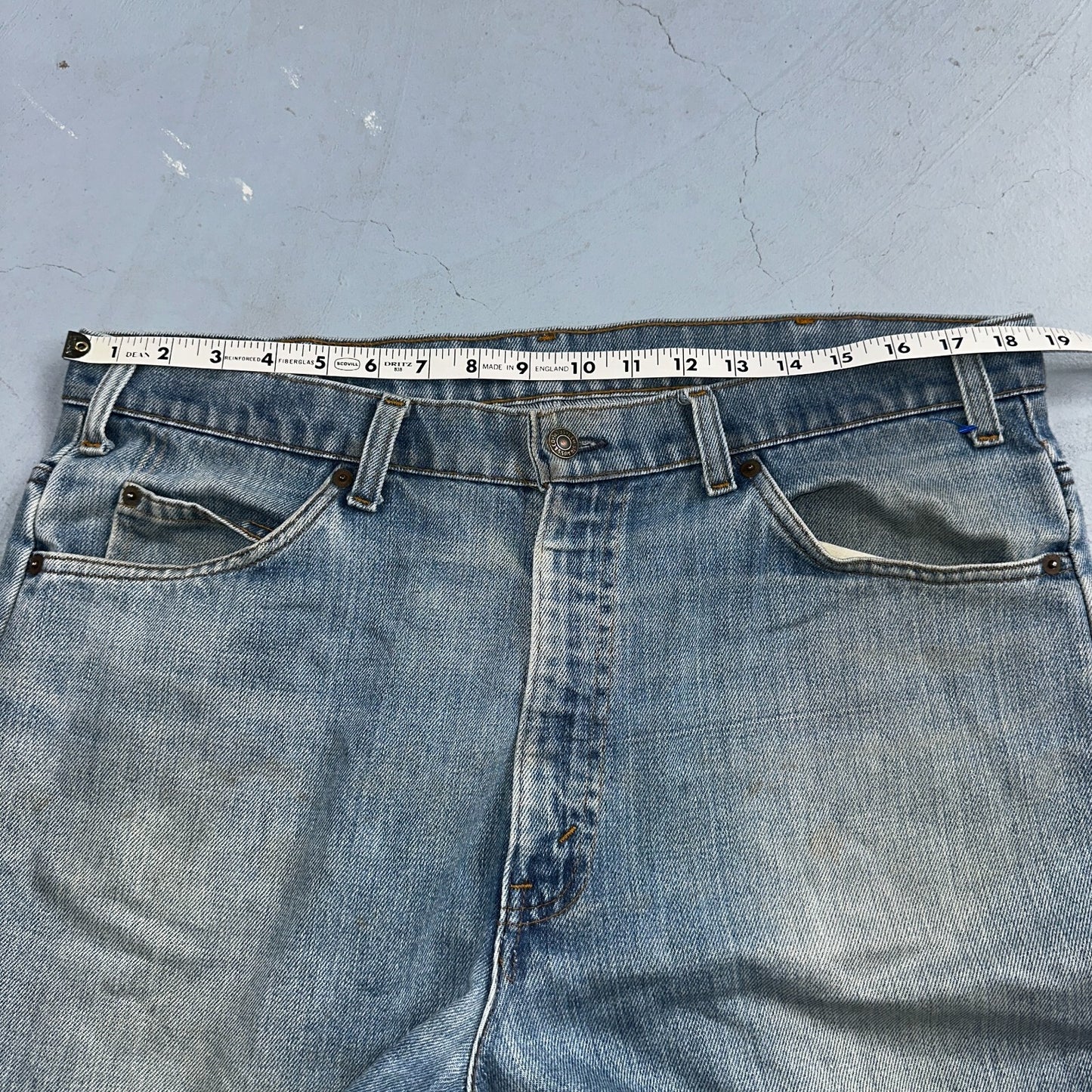 Levis 517 Vintage 80s USA Orange Tab Bootcut Flare Blue Jeans Talon Act 38x28