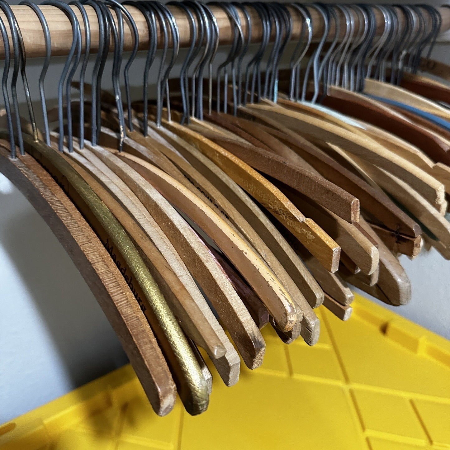 Vintage USA Wood Clothing Hangers Ads Dry Cleaners Laundry 1940s-60s ONLY ONE!