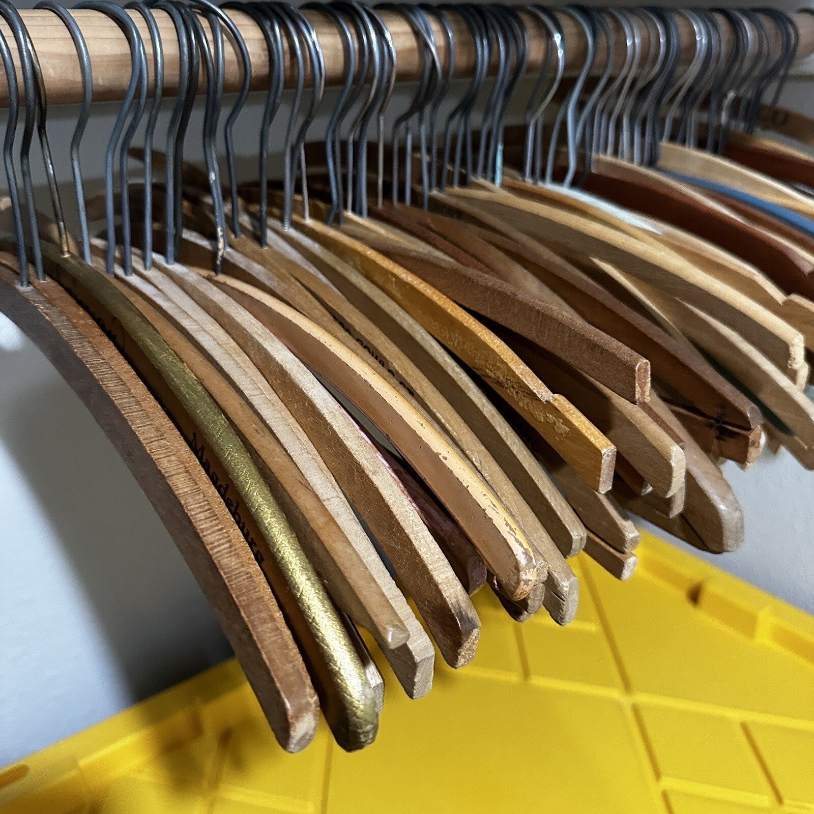 Vintage USA Wood Clothing Hangers Ads Dry Cleaners Laundry 1940s-60s ONLY ONE!