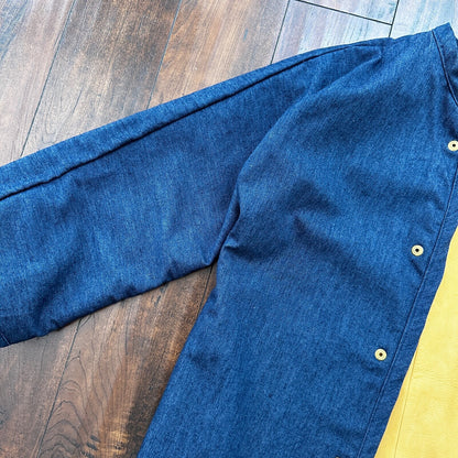 1960s Rockabilly Reversible Denim Leather Jacket 60s 70s RARE Yellow Blue Anorak