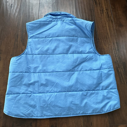 Vtg Sears Western Outdoor Wear Puffer Vest Snap Baby Blue 70s 80s Boxy XL