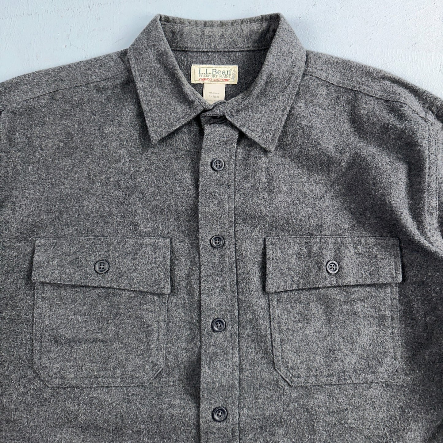 LL Bean VTG Mens L Chamois Cloth Gray Shirt Soft Cozy Flannel Cotton 90s