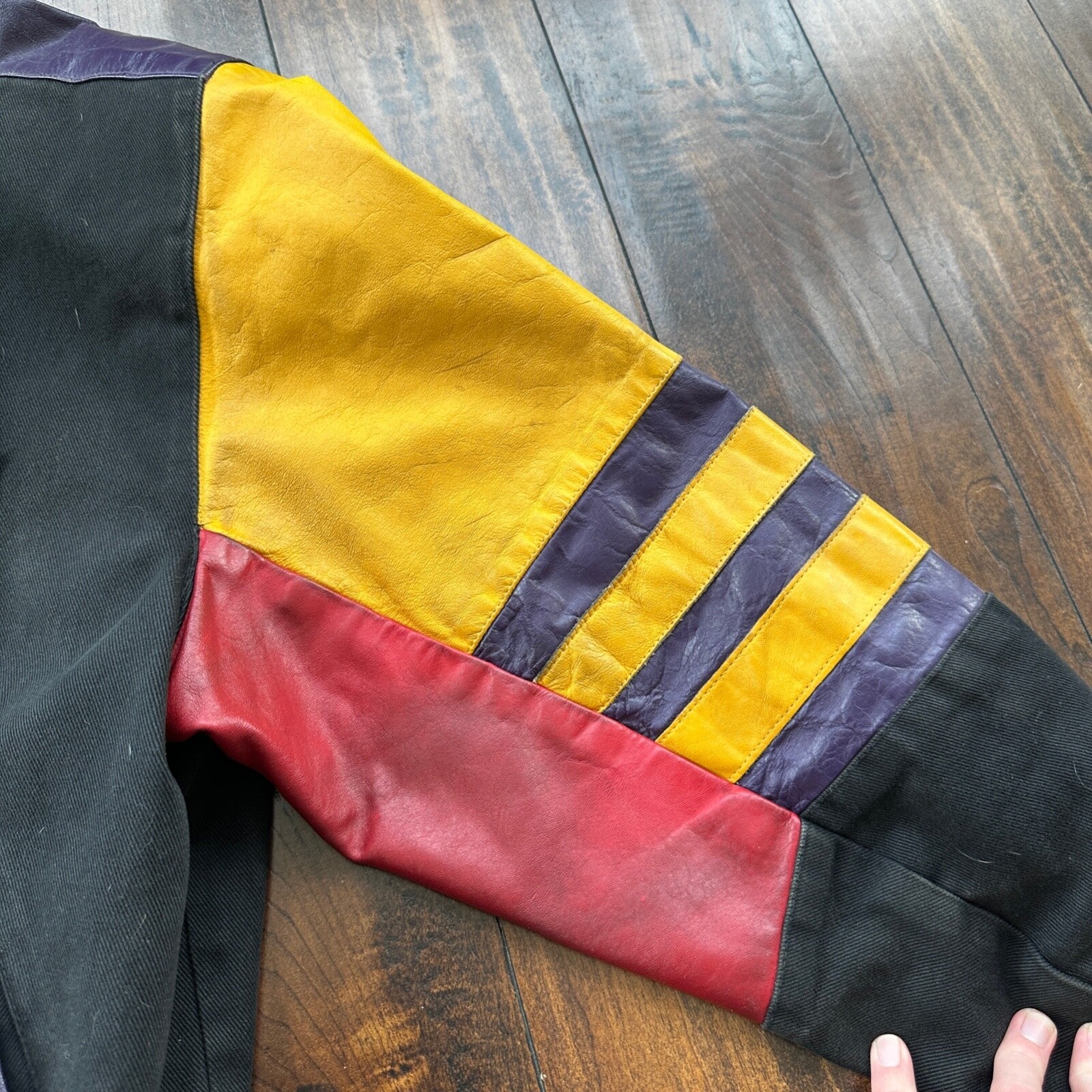 VTG 1992 Jeff Hamilton Looney Tunes Leather Canvas Jacket XL 90s Rap Cartoon Art