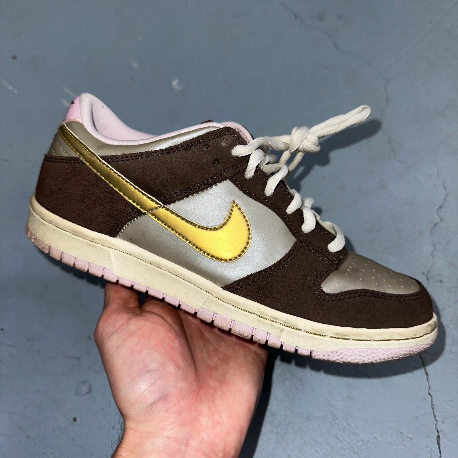 Nike Dunk Low 2007 GS Chino Metallic Gold Rare 309601-271 Brown Purple  5Y W 6.5