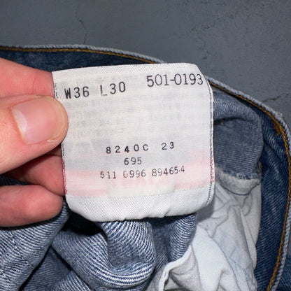 Levis 501 Vintage 90s USA XX Straight Leg Jeans Blue Med Wash 36x30 Act 34x29