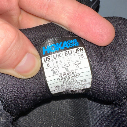 Hoka One One Womens Bondi 7 1110519 BWHT Black Running Shoes Sneakers Size 8