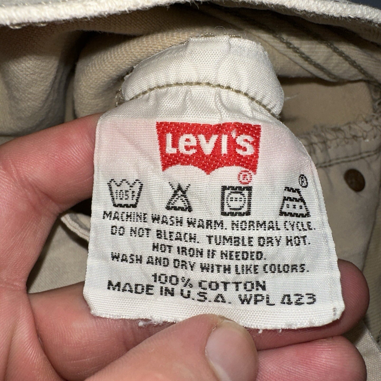 Levis 501 Vintage 90s USA XX Straight Leg Jeans Yellow Khaki 36x32 Act 34x31