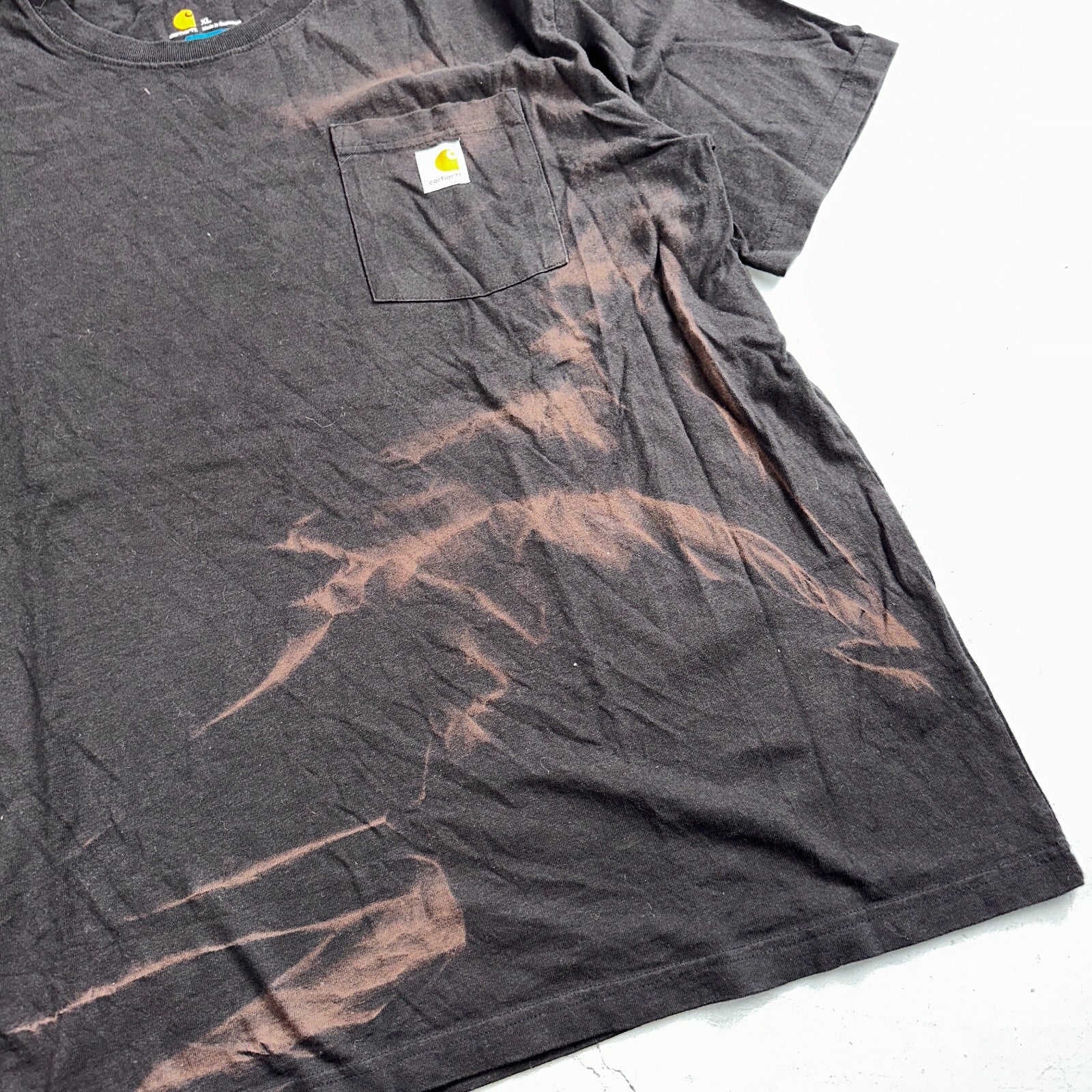 Carhartt 103296 Relaxed Fit Pocket T-Shirt Mens XL Black Thrashed Bleached Worn