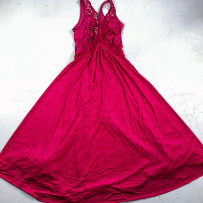 Vintage 1970s Olga Lingerie Slip Dress Sleepwear Full Sweep Nightgown Lace 70s