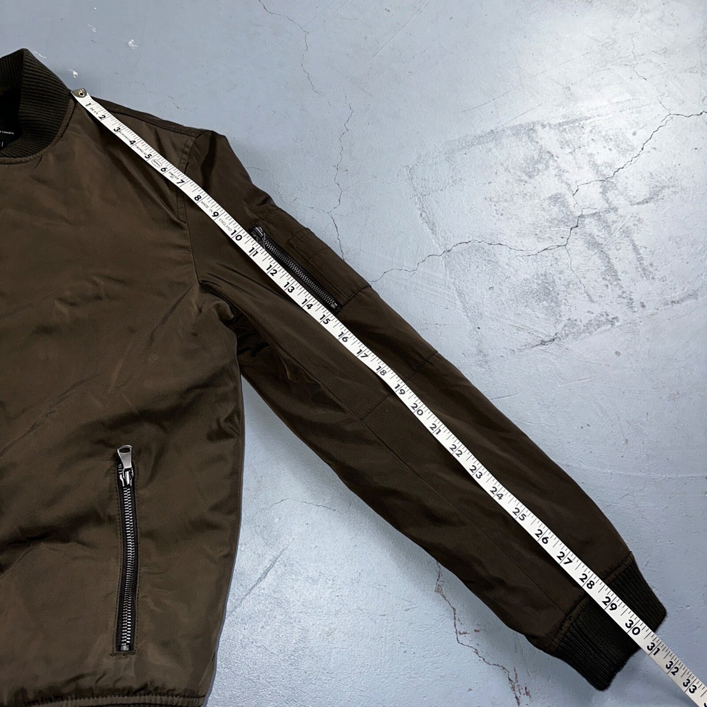 INC International Concepts Brown Bomber Jacket Mens S Full Zip Metallic