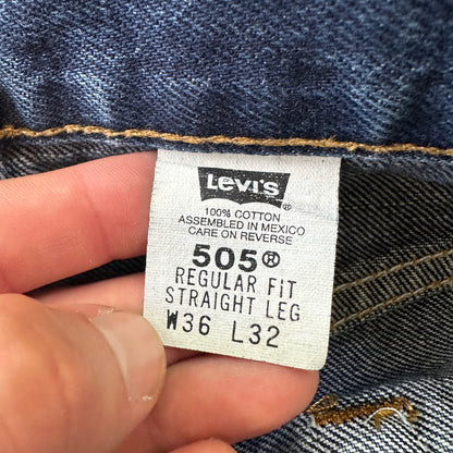 Levis 505 Vintage 90s Straight Leg XX Mexico Jeans 36x32 Med Wash 34x31