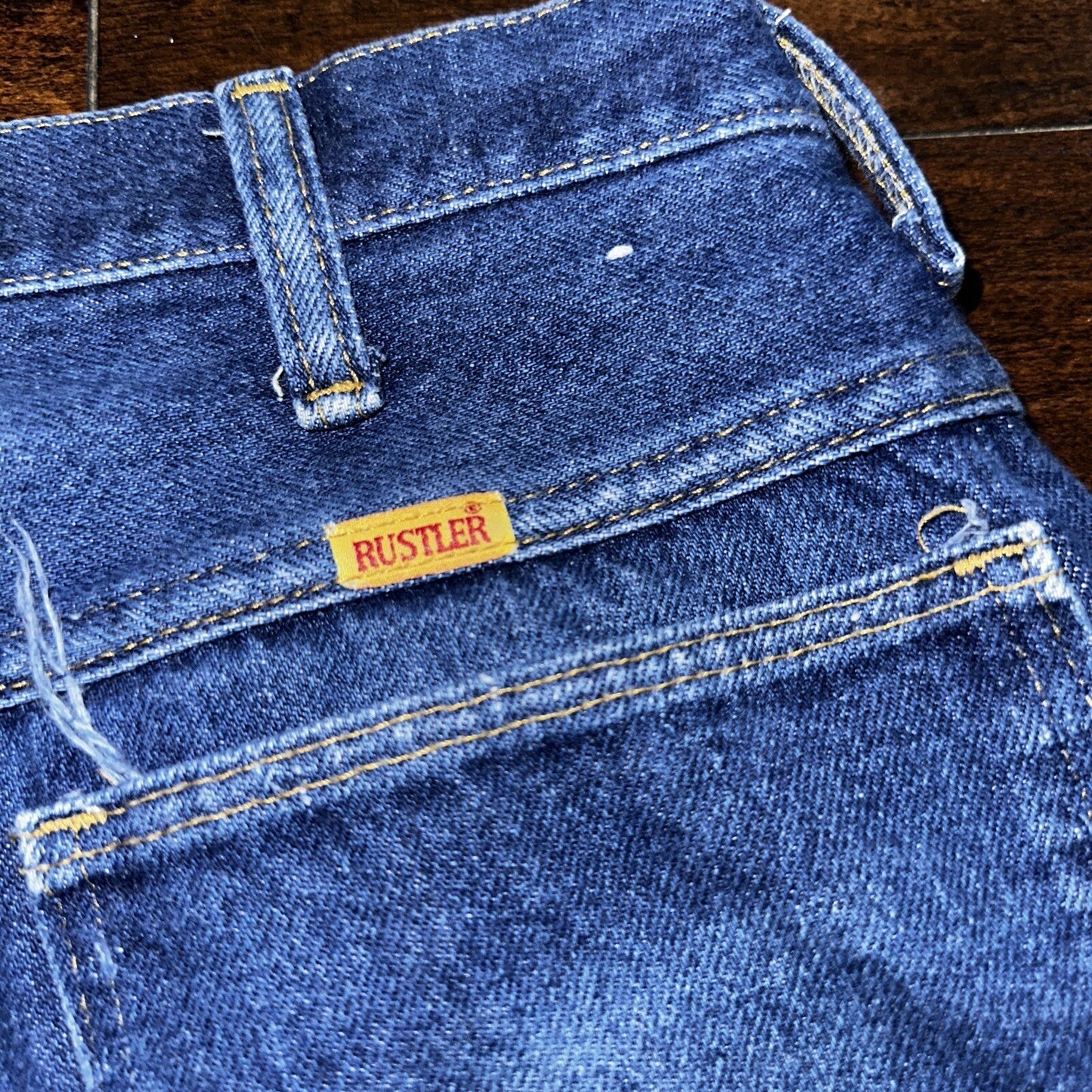 Vintage 1970s Rustler Blue Jeans Mens 36x32 (33x30) Made USA Talon Zipper 70s