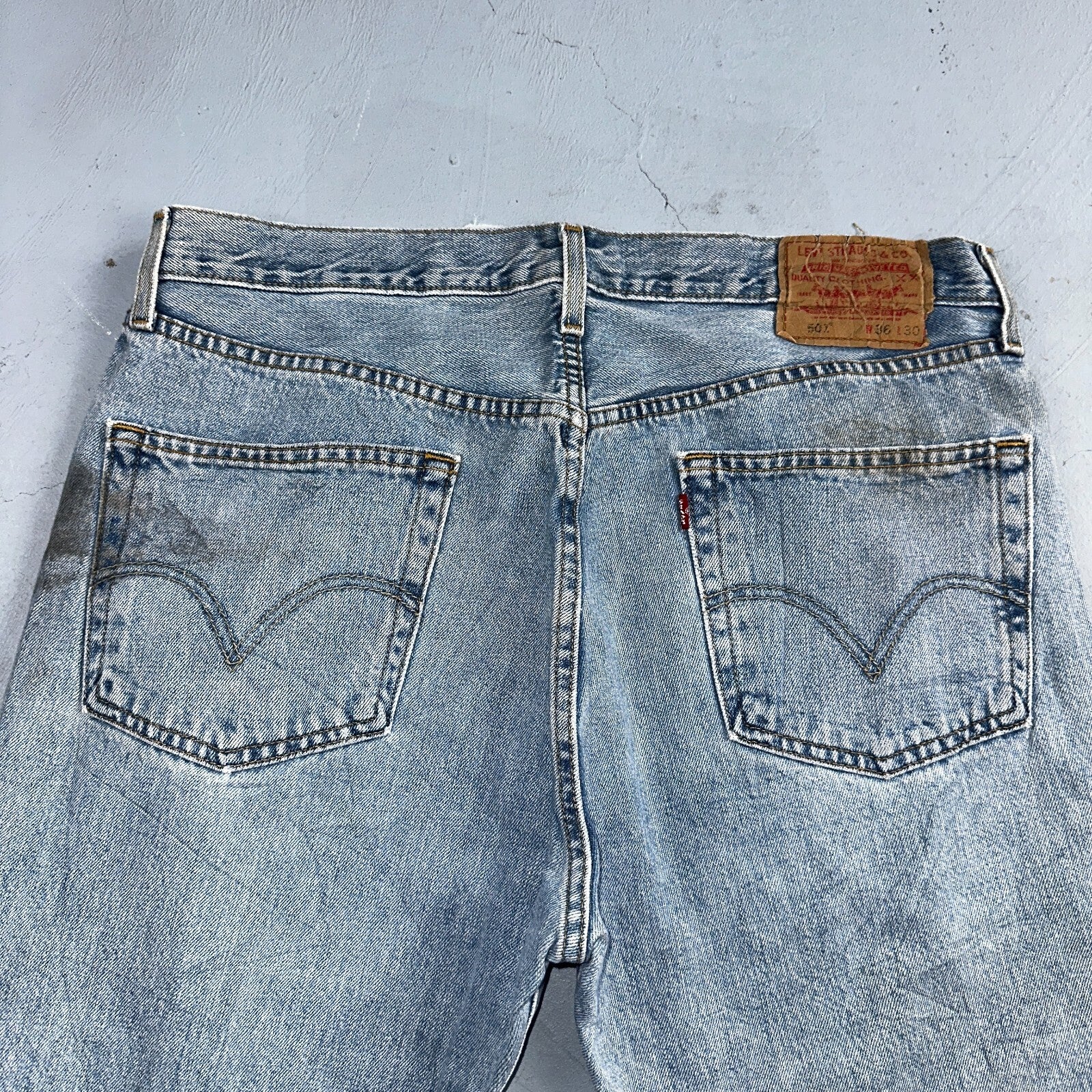 Levis 501 Vintage Y2K XX Straight Leg Jeans 90s Blue Light Wash 36x30 Act 35x29