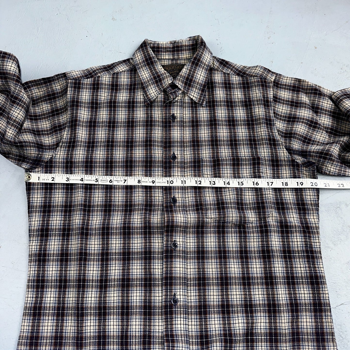 Vintage Pendleton Shirt Mens M Wool Plaid Flannel USA Button 1970s 70s Brown