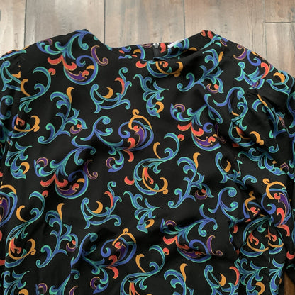 Vtg REO Originals Women's Shirt Top Blouse Rainbow Colors 80s 70s Shirt